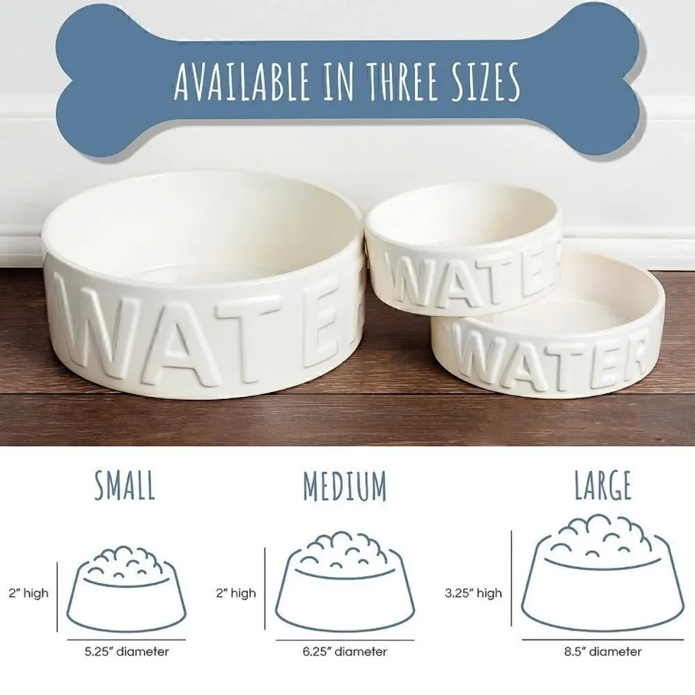 Park Life Designs Pet Bowl | Classic Water (Small, White)